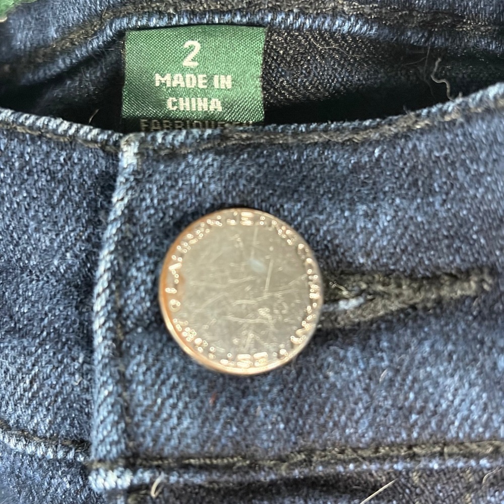Lauren Ralph Lauren Ankle Zip Straight Leg Jeans Dark Wash Indigo Stretch Size 2 - Picture 5 of 14